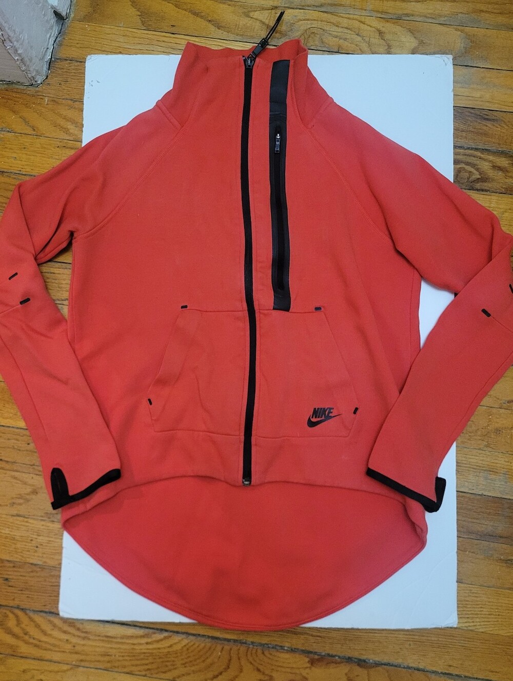 Nike Women's Tech Fleece Moto Jacket Red/Black Gorpcore Rare Y2K